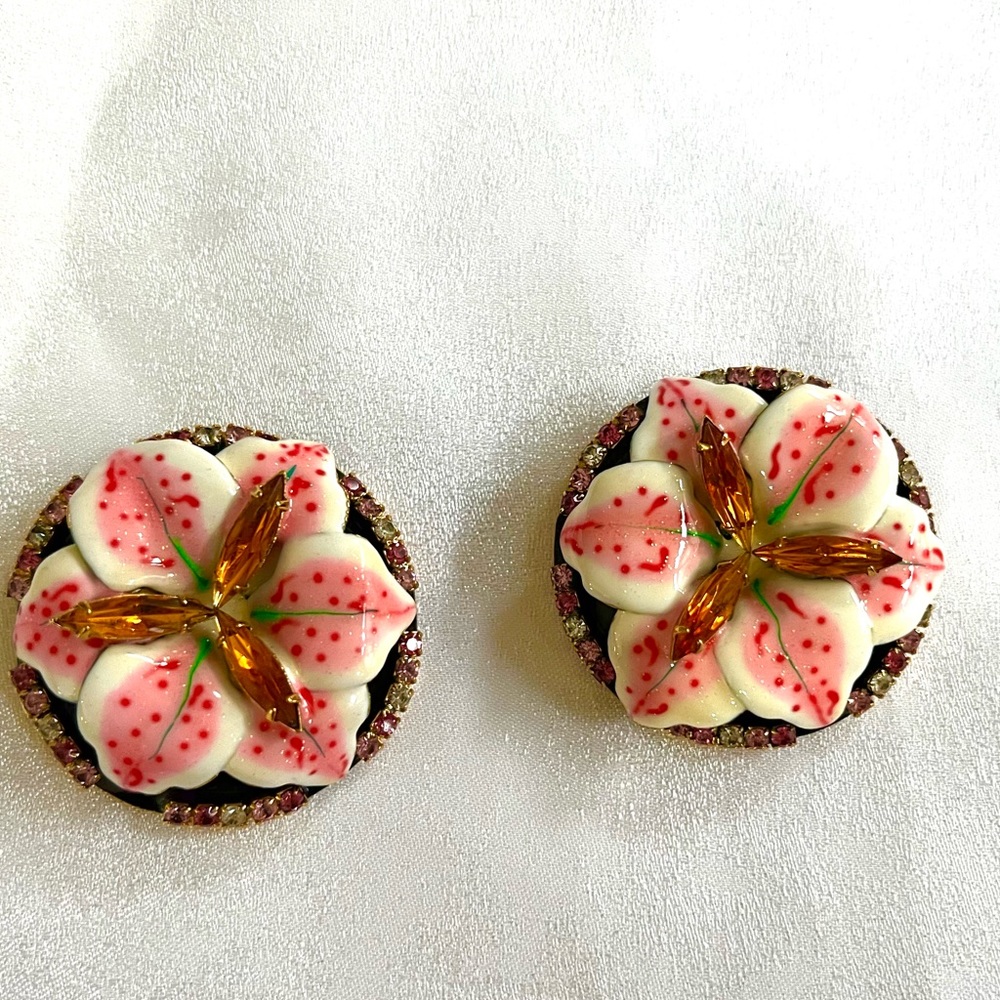 Lunch at the Ritz  🆕 “ Blossom Bordelaise” Lily A La Mode pierced Earrings